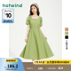 热风（Hotwind）连衣裙女2024年春季新款女士气质方领法式全棉透气显瘦长裙子 07绿色 M