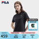 FILA 斐乐官方女子针织短袖POLO衫2024夏季新款休闲修身商务上衣 传奇蓝-NV 170/88A/L