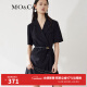 MO&Co.夏设计感高级感短袖黑色西装连衣裙MBB2DRS043 黑色 S/160