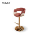 FOMIX高端意式国际象棋桌椅子金色不锈钢高脚前台凳设计师轻奢吧椅 磨砂真皮/琉璃红 Vismara