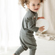 nest designs宝宝家居服儿童套装冬季天竹绒纯色长袖打底衫长裤睡衣男女宝宝 炭笔灰-半高领上衣 （秋冬厚款） 90 cm（建议身高80-92cm）