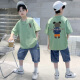 三叶豆（SANYEDOU）男童套装夏季两件套2024新款儿童运动套装中大童男孩短袖短裤衣服 BN9018款豆绿色 150cm