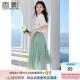 香影（xiangying）网纱半身裙女2024夏装新款超仙高腰中长不规则绿色a字仙女裙 荷绿 S