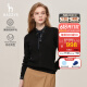 哈吉斯（HAZZYS）女装秋季新款羊毛衫女素色V领针织开衫ABYSD02CD42 黑色BK 170/92A 42