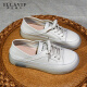 萨拉维夫（Sllavif）小白鞋女软底2024夏单鞋平底休闲板鞋透气小皮鞋 米白 36