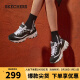 斯凯奇（Skechers）女鞋复古老爹鞋小白鞋子蕾丝厚底运动鞋11959 黑/白 37 