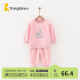 童泰春秋季婴幼儿儿童5月-4岁宝宝衣服休闲外出时尚加绒卫衣肩开套装 粉色 90cm