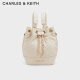 CHARLES&KEITH24夏新品绗缝菱格链条水桶包双肩包女CK2-10701506 Beige米色 M