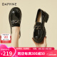 达芙妮（DAPHNE）单鞋女皮鞋2023夏季新款学生英伦风乐福鞋软底粗跟一脚蹬工作 黑色 跟高5cm 38 标准码