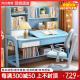 风叶青青实木儿童学习桌椅套装卧室家用学生书桌书架一体写字桌可升降桌子 单桌不含椅子(蓝白色) 0.8米-单抽屉
