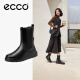 爱步（ECCO）靴子女 冬季中筒靴简约平跟切尔西靴 新潮216223 黑色21622301001 37