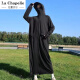 拉夏贝尔（La Chapelle）特大码300斤防晒衣女防紫外线长款全身透气连帽运动风衣外套薄 黑色 3XL码(建议160-200斤)