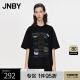 JNBY/江南布衣夏季T恤短袖宽松圆领棉质印花通勤中长款5N4110230 001/本黑 S