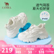 骆驼（CAMEL）老爹鞋女网布皮面拼接双系带厚底休闲鞋 L23S703108W 米白透网 37