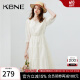 KBNE法式连衣裙女夏天2024新款新中式莱赛尔收腰显瘦木耳边百搭长裙 米色 M（建议95-110斤）