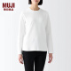 无印良品（MUJI）女式 双罗纹编织 圆领长袖T恤打底衫女款内搭早春新品 BBC32A4S 白色 M (160/84A)