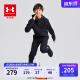 安德玛（Under Armour）童装儿童连帽运动外套男童梭织上衣户外休闲服1383126 黑色 150cm