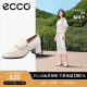 爱步（ECCO）【倪妮同款】乐福鞋粗跟方头单鞋皮鞋型塑290733 米色29073301378 37