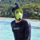 潜水装备浮潜面罩三宝水下呼吸器近视带度数游泳眼镜浮潜镜面罩 黑色S/M 平光