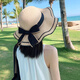 栢启歆帽子草帽遮阳帽女夏天沙滩帽海边防晒韩版遮脸出游百搭太阳帽 蝴蝶结草帽【米色】