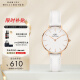 丹尼尔惠灵顿（DanielWellington）DW女表金边白色皮质表带28mm白盘欧美简约风生日礼物DW00100249