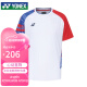 YONEX尤尼克斯羽毛球服国家队球迷版情侣男款短袖10574CR白M码