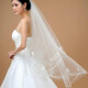 韩式新娘头纱中长短款白色简约珍珠手套婚纱头饰披肩摄影旅拍 花环头纱 100cm-135cm