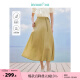 茵曼（INMAN）新中式莱赛尔盘扣半身裙2024夏季女装新款A字通勤高级流苏长裙子 黄绿色 S