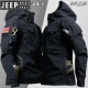 吉普（JEEP）美式战术三防登山户外机能冲锋上衣男款套装外套夹克连帽防风防寒 黑色 甲虫外套 XL(151-175斤)