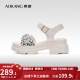 奥康（Aokang）官方女鞋 夏季新款厚底舒适凉鞋复古时尚运动沙滩鞋商场同款 米/绿 37