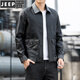 JEEP SPIRIT2025新款头层小羊皮真皮皮衣男士短款夹克立领修身帅气薄款外套潮 黑色城市轻户外 XL城市轻户外
