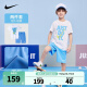 NIKE 耐克小童装男童 DRI-FIT 短袖T恤短裤2件套夏季儿童速干套装 苔藓蓝 130/64(7)