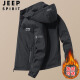 吉普（JEEP）夹克男外套秋冬季韩版男士上衣宽松连帽百搭男装 黑色 XL 