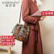 高巴度（GORBADO）女包2024新款时尚潮流豹纹帆布抽带包包水桶包小众设计单肩斜挎包 豹纹棕