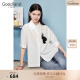 音儿（YINER）【赫本猫联名】Goodland美地女装夏季新款收褶刺绣衬衫通勤风 白色 40
