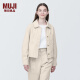 无印良品（MUJI）女式 木棉混 衬衫式夹克外套长袖美拉德穿搭牛仔短款宽松 原色 S （155/80A）