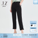 玖姿（JUZUI）夏季新款纯色垂感九分直筒裤女时尚显瘦舒适休闲长裤子 素黑 M