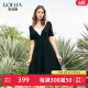 歌莉娅预售|   撞色V领连衣裙  1C3C4G1T0 00B黑色（预计6月24日发货） M（预计6月24日发货）