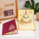 天色 3D立体新年贺卡高级感 生日礼物贺卡年会礼品手写结婚信封信纸新年礼物 TS-6107 生日蛋糕（黄色）
