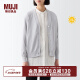 无印良品（MUJI）女式防紫外线性能强捻V领宽版开衫防晒外套防晒衣防晒服纯棉全棉 浅银灰色 L