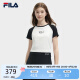 FILA 斐乐官方女子针织短袖衫2024夏时尚凉感防晒插肩袖T恤