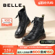 百丽马丁靴女商场同款复古柔软肌理感休闲短靴加绒BCX60DZ3 黑色-单里 36
