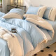 ORZUV品牌新款双拼刺绣四件套轻奢水洗棉床上用品加厚磨毛床单被套 天空蓝+奶昔白 2.0m床单款四件套
