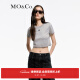 MO&Co.2024春新品辣妹风MC刺绣短袖短款高腰纯棉T恤MBD1TEE025 钢灰色 M/165