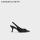 CHARLES&KEITH24夏新品气质尖头金属扣高跟包头凉鞋CK1-60361511 Black黑色 36