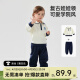 威尔贝鲁（WELLBER）儿童套装24年春款男女童装宝宝卫衣时髦洋气衣服海军蓝110cm