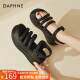 达芙妮（DAPHNE）罗马凉鞋女2024夏季新款时尚外穿休闲松糕仙女风沙滩鞋子 黑色 跟高7.2cm 36 标准码