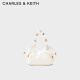 CHARLES&KEITH波光露珠手提包单肩包水桶包包女包生日礼物送女友CK2-10270879 Cream奶白色 S