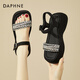 达芙妮厚底凉鞋女2025夏季新款一字扣带沙滩鞋女仙女风踩屎感坡跟女鞋子 黑色 37