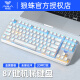 狼蛛（AULA） F3087机械键盘87键拼色键盘小型便携式键线分离 游戏电竞办公电脑笔记本外设 银白- 冰蓝光 青轴 -